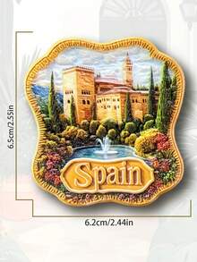 1pc Spain Souvenir 3D Alhambra Palace Magnetic Fridge Magnet, Creative Home Decorative Accessories - Multicolor - View 4