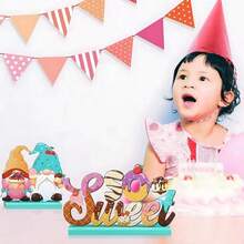 6pcs Wooden Ice Cream Dessert Decorations, Ice Cream Desktop Centerpiece Decor, Letters, Trucks, Fairy Wooden Signs, Bar Party Birthday Party Supplies