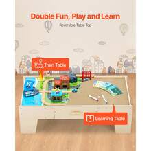 Train Table, 62 Multicolor Pieces Wooden Kids Activity Table With Large Storage Drawer, 3-In-1 Wooden Train Set For Playing, Drawing, Reading, Eating, Creative Toy Set For Kids Ages 3+ - 62 Multicolor Pieces - View 2
