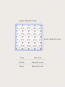1 件图案 90 厘米方形围巾，新款设计春季头巾，女士百搭腰带装饰头带，时尚围巾 - 淡紫色 - 查看 4