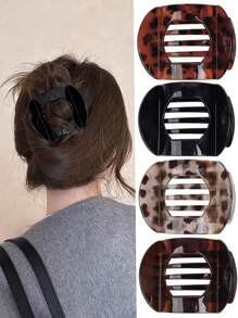 4 pièces Pince à canard ovale creuse mate minimaliste, support de chignon de haute qualité, grand clip à cheveux pour femmes, convient pour une utilisation quotidienne, extérieure, sportive, pour les rassemblements, les loisirs à la maison, polyvalent, excellent cadeau pour la fête des mères, Pâques, Thanksgiving
