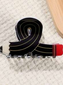 Hair Clips 1pc, Personalized Twisted Pencil Gripper Creative Design Cartoon Cute Hairpin Ponytail Clip Hair Claw School Season Gift Hair Accessories Elegant Claw Clips, School Stuff, College Autumn Accessories Fall Winter For Vacation Outfits Woman