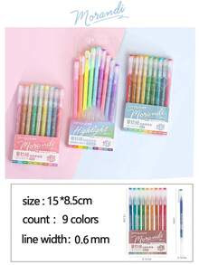 Bút gel Languo 9 màu dung tích lớn, bút marker acrylic không trong suốt, bút vẽ doodle phong cách Ins đơn giản dễ thương màu Morandi & Candy, bút lập kế hoạch cho học sinh vẽ nghệ thuật, vẽ truyện tranh, ghi chép - Nhiều màu - Xem 3
