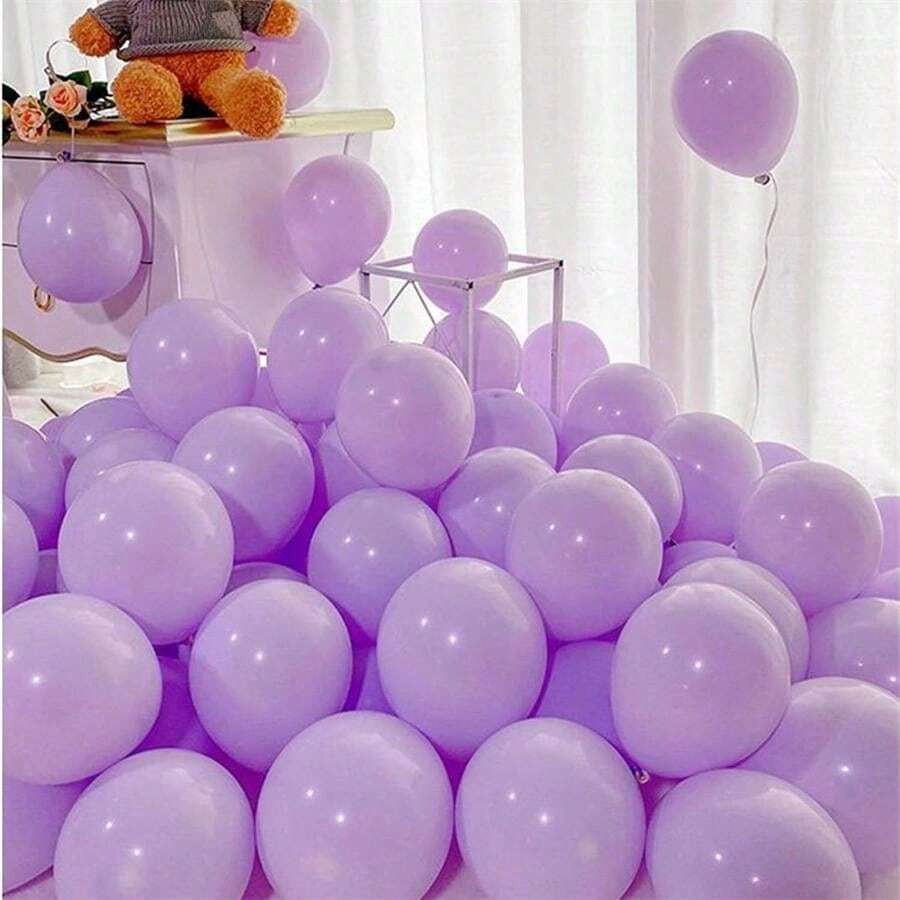浅紫色派对气球，马卡龙紫色乳胶气球适用于生日和婚礼淋浴装饰（浅紫色）浅紫色气球不同尺寸 5/10/12/18 英寸花环拱门，浅紫色气球适用于生日淋浴性别揭示婚礼派对装饰 - 淡紫色 - 查看 1