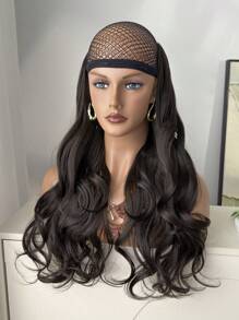 V型夾式混色棕色22英寸長度自然波浪合成髮片捲曲