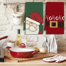 A 2pcs Set Of Christmas Themed Towels Designed With A Simple Christmas Tree And Candy Pattern Print, Machine Washable, Heat-Resistant, Absorbent And Reusable, Suitable For Room Decoration, Kitchen And Bathroom Towels, Party Decoration, Home Decoration, And Ideal Christmas Gift. - Multicolor - View 4