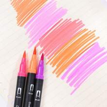 24pcs Water-Based Dual-Tip Outline Pens, Soft Tip Markers, Watercolor Brush Pens Set, Colorful Drawing Soft Tip Pens, Washable, Non-Staining, Suitable For Children Graffiti, Manga, Art Lovers, Back To School