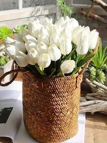 3/10 件人造郁金香花装饰，逼真的假郁金香花束，适用于家庭、办公室、婚礼、派对、花园装饰、客厅、卧室、餐桌、室内室外 - 粉色 - 查看 10