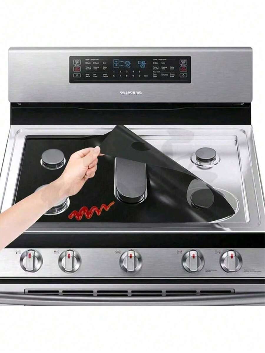 适用于燃气灶顶部的炉头盖，燃气灶保护器与三星燃气灶兼容，可重复使用，不粘，可清洗，易于清洁的炉灶保护器（1 包）海鲜煮沸 - 彩色 - 查看 1