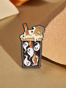 3pcs Ice Cream, Wizard Hat, Ghost & Pumpkin Brooches, Lapel Pins Accessory, Jewelry Gift Suitable For Friends To Wear On Halloween