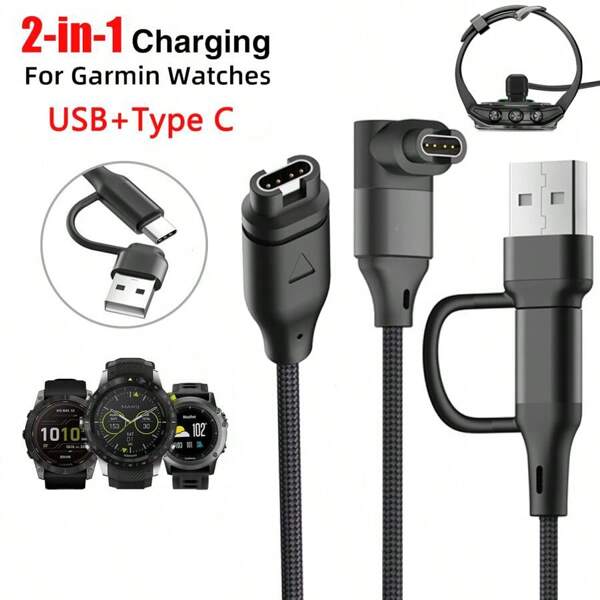 USB Type C Charging Cable For Garmin Fenix 7/6/5/5X Venu 2/Sq2/3/3s Watch Charger