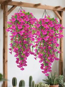 1/2/4PCS Artificial Flower UV Resistant Hanging Plant Silk Morning Glory Vine Eucalyptus Leaves Green Plant Decoration Anniversary Birthday Graduation Wedding Party Outdoor Family Room Porch Garden Courtyard Wall Spring/Summer Decoration