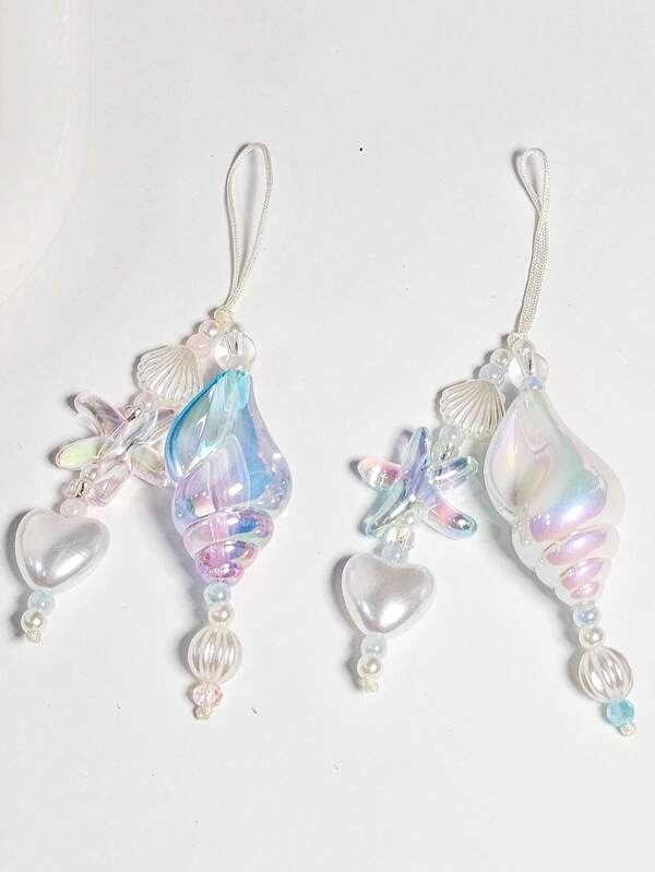 1pc Y2K Ocean Life With Faux Pearl Conch Starfish Phone Lanyard Charms For Women Girls DIY Earphone Cellphone Decor