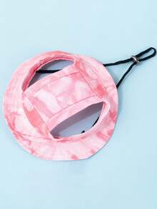 Dog Ear Exposed Sun Hat, Cute For Poodle, Adjustable Strap Fishing Hat, Pet Sun Protection Cap - Pink - View 2