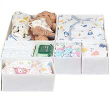 14-Pack Clothing Drawer Organizers - Fabric Baby Drawer Dividers, Foldable Washable Closet Storage Organizers - 3 Sizes For Underwear, Baby Clothes, Bras, Socks, Ties, Scarves, White