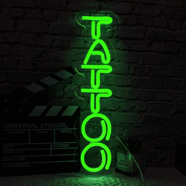 1 Stück grünes Tattoo Neon Wandschild Dekor, dimmbare Tattoo LED Anzeige Schönheitssalon Neon Schild, kundenspezifischer Neon Schild Werkstatt LED Schild, USB Business Neon Schild