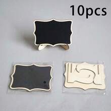 10pcs Mini Blackboard Display Panel Decoration, Home Decoration Signs, Mini Message Board Display Wooden Blackboard, Suitable For Wedding, Baking Display, Hotel, Banquet, Dessert, Table Cards 1PC - Black - View 8