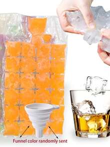 50pcs Disposable Ice Cube Tray Bags With 24 Compartments, Sealed Ice Bag For Home Use, Summer Passionfruit Ice Cube Mold With 1 Funnel - Multicolor - View 14