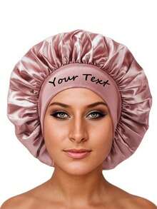 定制缎面光滑睡眠帽，可定制名称或徽标，配有宽松松紧带，女士夜间发帽，适合所有发质