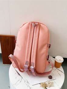 One Solid - Color Fashionable Backpack! Multiple Colors Available. Simple Design With The "FASHION" Logo. Large - Capacity And Practical, Suitable For Students And Commuters. - Large Capacity - View 7