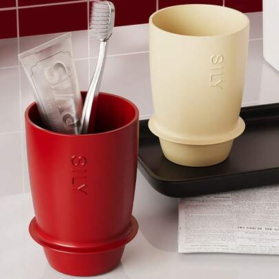 1pc Household Mouthwash Cup Bathroom Toilet Brush Cup Wedding Housewarming Toilet Classic Simple High Temperature Resistant Washing Cup
