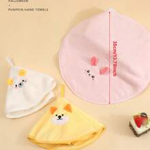 1 pieza Toalla de mano de felpa coral con forma de galleta en forma de queso y globo terráqueo, toalla pequeña redonda absorbente con colgador, toalla de mano bordada con diseño de animal lindo para baño y cocina, toalla pequeña redonda absorbente y de secado rápido para uso doméstico
