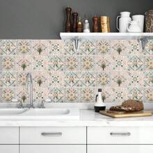 10 pièces Papier peint autocollant floral, Stickers muraux en PVC pour cuisine, Décoration murale à domicile pour chambre à coucher, salon, salle de bain, Accessoires de cuisine DIY, Articles de cuisine, Décoration de cuisine, Papier peint mural, Décoration murale
