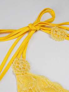 Women's Halter Neck Lace Tops Sleeveless Open Back Slim Fit Flower Cami Tops Summer Shirts