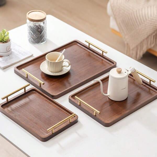 Luxury Retro Camphor Bamboo Tea Tray, Rectangular Commercial Bamboo Tray For Snacks, Barbecue, Serving Dishes