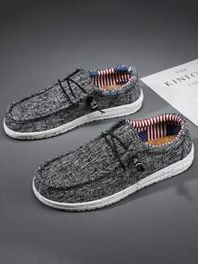 男士休闲亚麻透气一脚蹬鞋，舒适轻便百搭乐福鞋，复古时尚秋季 - 彩色 - 查看 5