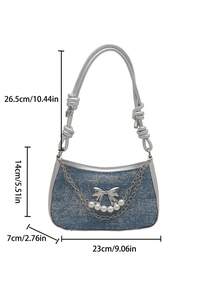 热销西部牛仔补丁风格女士单肩包，欧美秋冬时尚配饰钱包新品，非常适合日常出游、通勤、逛街。 - 寶藍色 - 查看 5