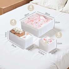 14-Pack Clothing Drawer Organizers - Fabric Baby Drawer Dividers, Foldable Washable Closet Storage Organizers - 3 Sizes For Underwear, Baby Clothes, Bras, Socks, Ties, Scarves, White