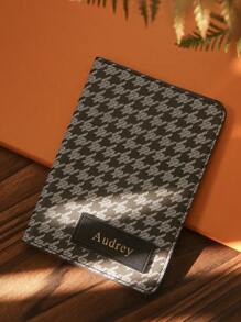 Takeoak 1 件定制姓名优雅护照套个性化金色字母护照夹，带经典千鸟格印花定制复古证件卡夹独特旅行礼物生日礼物，适合婚礼生日新娘爱人朋友 - 均碼 - 查看 14