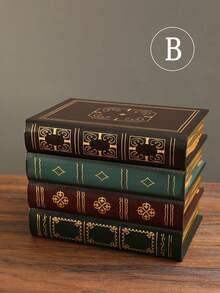 1pc Decorative Box, Vintage Wooden Heavy-Duty Bookshelf For Shelves, Home Office School Library Decor, Book Ends Wedges - Multicolor - View 8