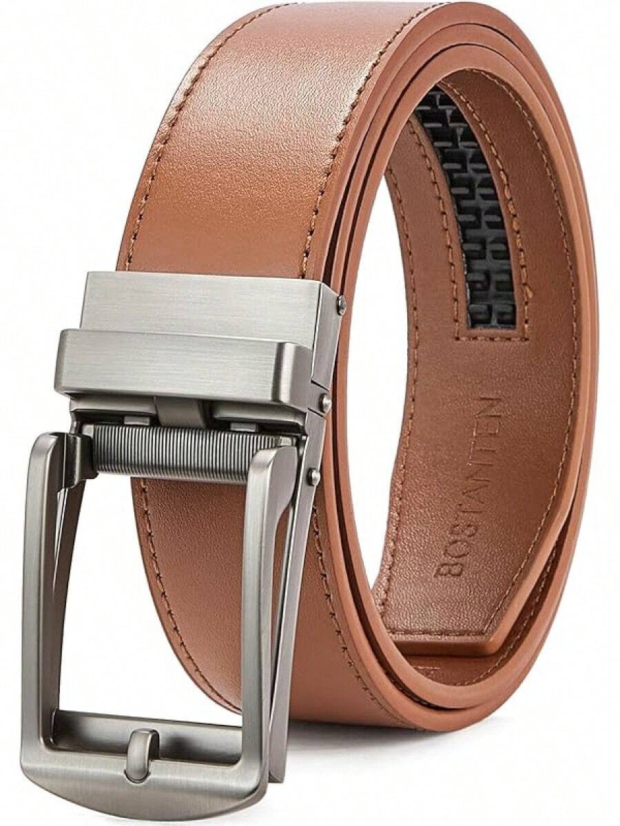 BOSTANTEN Belt Men Leather Reversible Belts Men 1 3/8 Casual Dress Pants, Two-In-One Belt - 003-棕色 - 查看 1