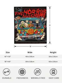 Manta Terrifier con tema de animación de payaso - Manta de franela impresa para sala de estar, sofá y viaje - Hermosos regalos de color mezclado para amigos y familiares, manta de doble capa para decoración cómoda del dormitorio - Negro - Ver 3