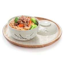 SHUS0033-2 Pack Ceramic Ramen Noodle Bowl 27 OZ Big Ramen Bowl With Lid Panese HandPainted Ceramic Tablre Durable Floral Soup Bowl For Noodles Porridge Rice Dishwasher Safe Pink Cyan Blue - PinkCyan - View 3