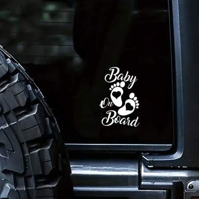 1 pièce Autocollant de voiture avec deux empreintes de bébé à bord, autocollant d'avertissement de voiture