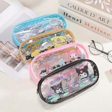 Sanrio Sanrio Hello Kitty, My Melody, Kuromi, Cinnamoroll, Pompom Purin Cartoon Pencil Case, Transparent Student Stationery Bag, PVC Cosmetic Bag, Cute School Office Supplies, Party Favor Gift,School Supplies,Back To School