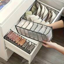 Elegante caja de almacenamiento de lencería de malla - Diseño a cuadros transparente, tela, organizador de espacio para calcetines, ropa interior y accesorios, caja de almacenamiento de moda, organizador de tela transpirable, suministros de organización del hogar para mujeres, organizador de almacenamiento, artículos esenciales de viaje, almacenamiento para dormitorio universitario