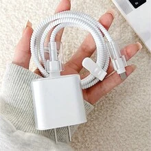5 piezas de mangas protectoras transparentes para cables compatibles con cargadores Apple de 18W-20W, evita roturas - Blanco - Ver 8