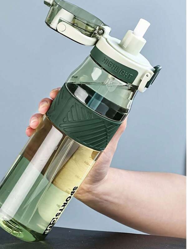 1 Stück 1000ml/800ml/600ml Outdoor Sport tragbare Wasserflasche mit Strohhalm, auslaufsicher, grün mit Deckel und Griff, geeignet für tägliche Fahrten, Outdoor-Camping, Büro, Outdoor-Aktivitäten, Halloween, Weihnachten und Neujahrsgeschenk