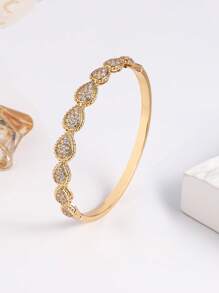 1 Conjunto pulseira e anel com zircônia cúbica em formato de lágrima, presente elegante e da moda para mulheres