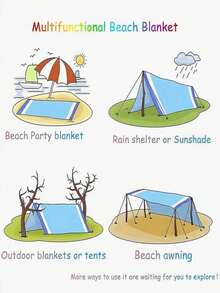 1pc New Outdoor Waterproof Anti-Sand Digital Print Picnic Blanket/Beach Towel, With Fashionable And Fresh Pattern, Suitable For Outdoor Camping And Picnic - Multicolor - View 6