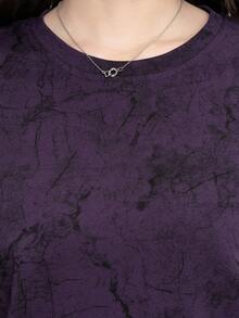 Áo thun cotton cổ tròn dáng rộng JUTU, màu tím nho, kiểu Mỹ, thiết kế thường ngày, chất liệu cao cấp, áo thun nữ mùa xuân/hè. - 0A41 Nho tím - Xem 7