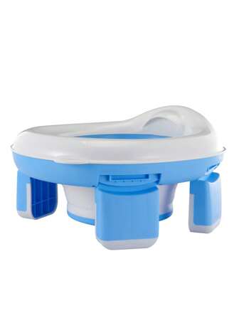 Baby Pot Portable Silicone Baby Potty Training Seat 3 In 1 Travel Toilet Seat Foldable Blue Children Potty With Bags