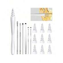 Ear Wax Removal Kit 8-In-1 - Medical Grade Silicone Cleaner With 15 Interchangeable Tips (Scoop/Spiral/Hook/Brush) - Safe & Gentle For Kids/Adults/Seniors - ENT Doctor Approved Design - Portable Waterproof Case - Includes Irrigation System & Massage Function - Perfect For Travel & Home Use - Hypoallergenic & Reusable - 白色 - 查看 1