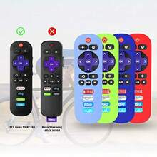[4 Pack] Silicone Case For  Roku TV RC280 Remote Protective Universal Replacement Lightweight Shockproof  Roku TV Remote Cover With Lanyard Glow Blue+Glow Green+Red+Blue - 輝藍+輝綠+深藍+紅 - 查看 6