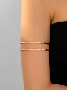 1 pièce Bracelet ouvert minimaliste à ligne géométrique pour femmes, bijou de couleur or pour un port quotidien