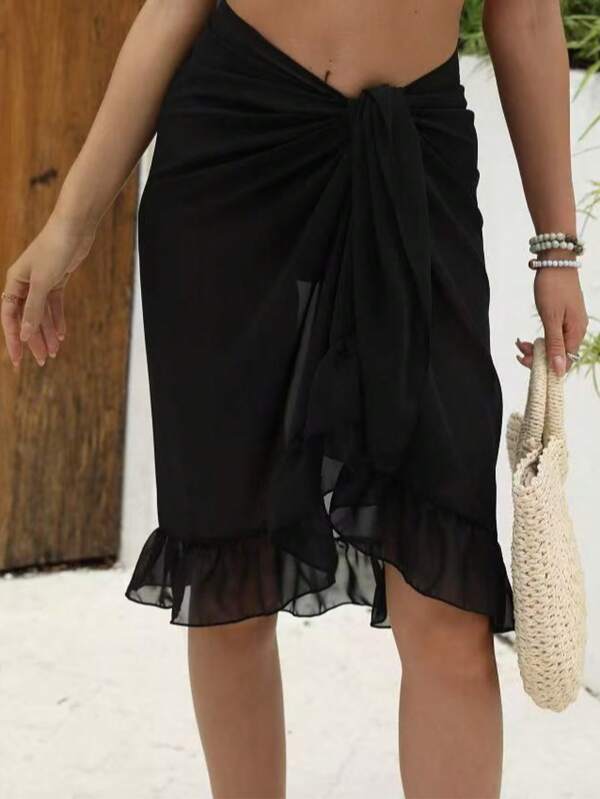 ساروجة معصمات للنساء لتغطية البدلة الرياضية وتنورة السباحة لارتداء البيكيني على الشاطئ غطاء قماشي شيفون